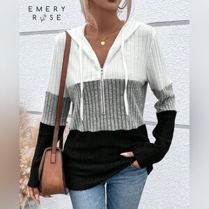 SHEIN Colorblock Hooded Zip Up